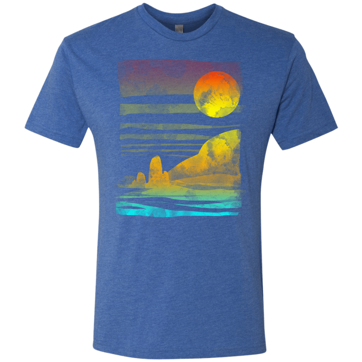 T-Shirts Vintage Royal / S Landscape Painted With Tea Men's Triblend T-Shirt