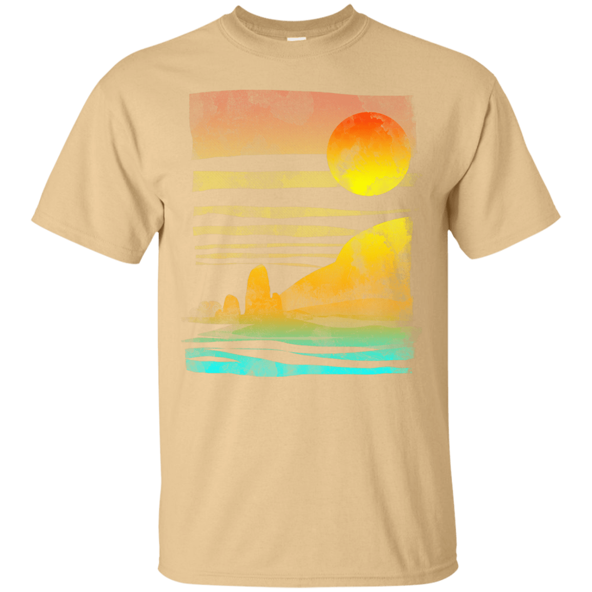 T-Shirts Vegas Gold / S Landscape Painted With Tea T-Shirt
