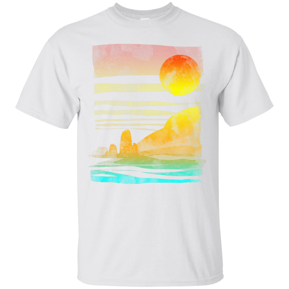 T-Shirts White / S Landscape Painted With Tea T-Shirt