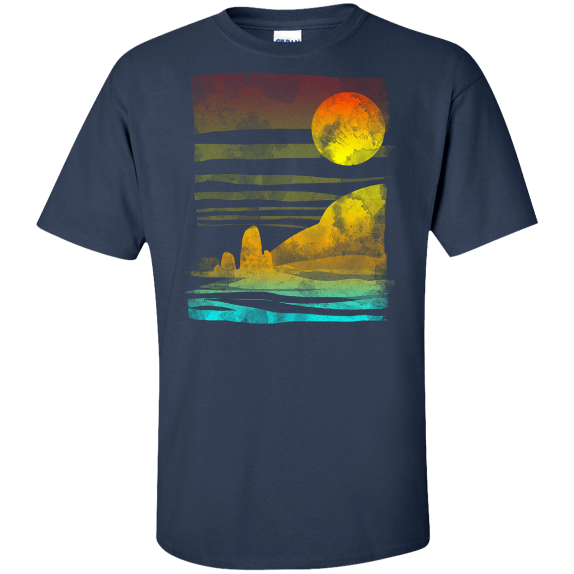 T-Shirts Navy / XLT Landscape Painted With Tea Tall T-Shirt