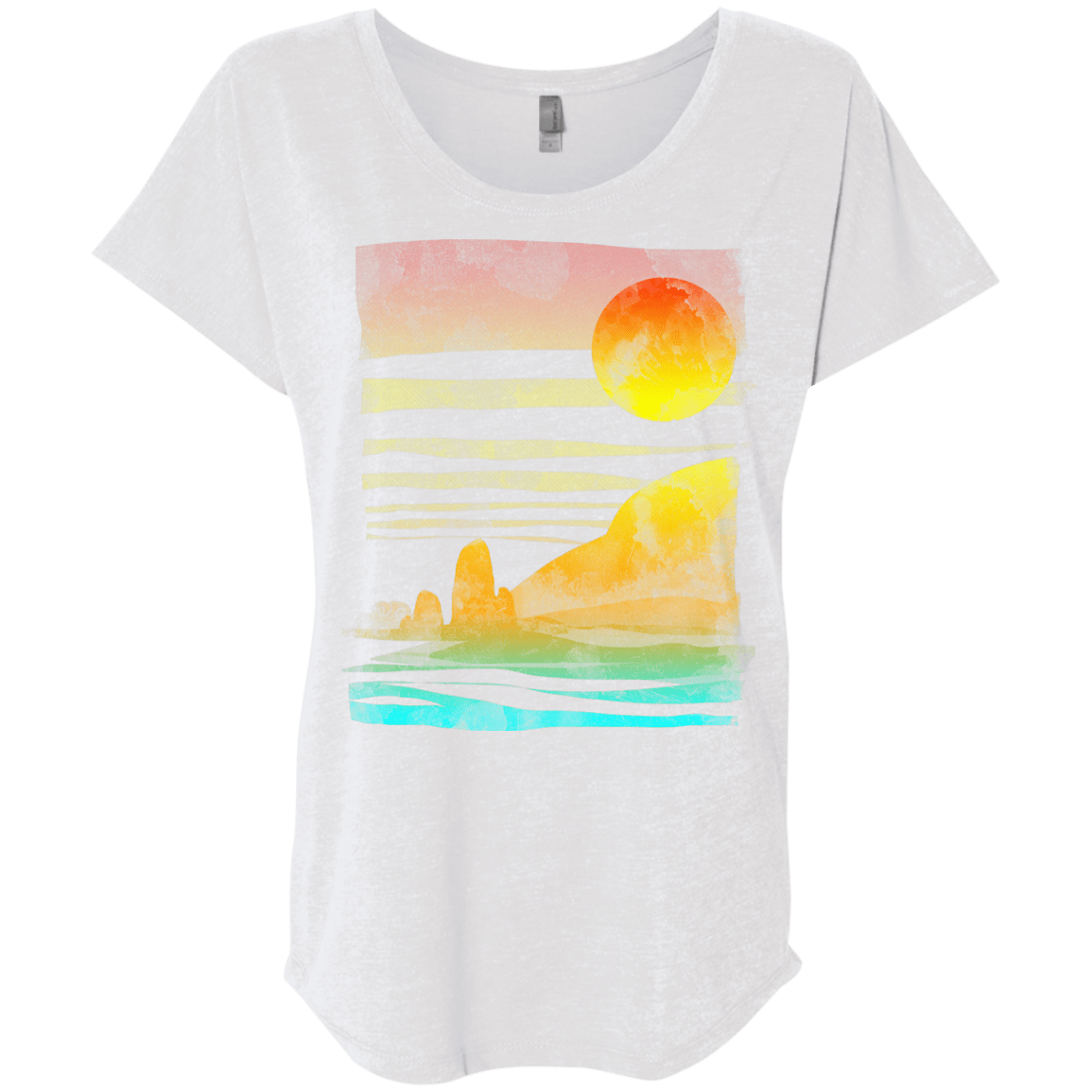 T-Shirts Heather White / X-Small Landscape Painted With Tea Triblend Dolman Sleeve