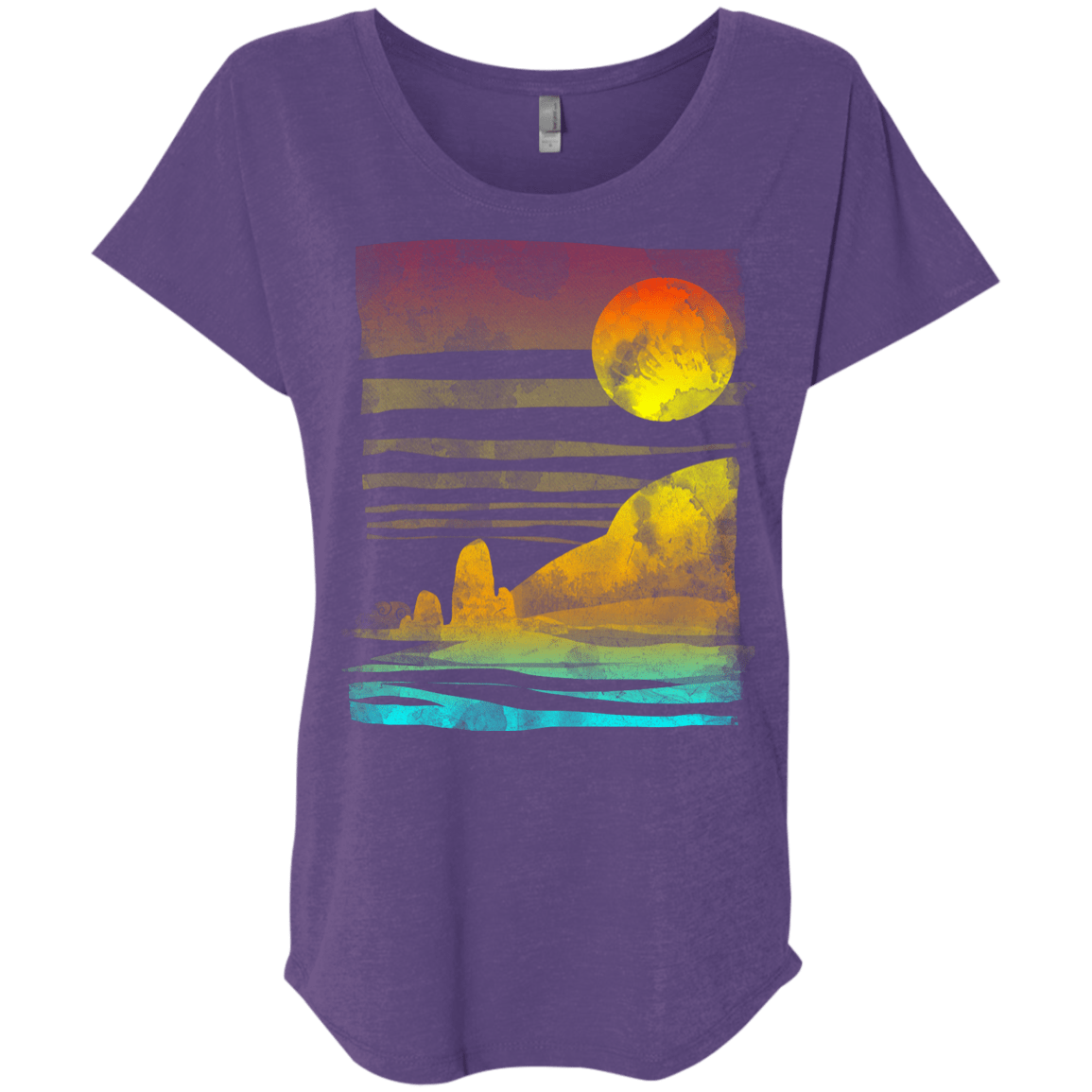 T-Shirts Purple Rush / X-Small Landscape Painted With Tea Triblend Dolman Sleeve