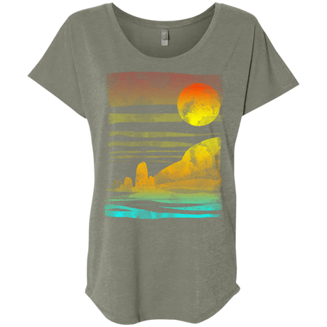 T-Shirts Venetian Grey / X-Small Landscape Painted With Tea Triblend Dolman Sleeve