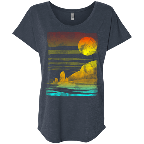 T-Shirts Vintage Navy / X-Small Landscape Painted With Tea Triblend Dolman Sleeve