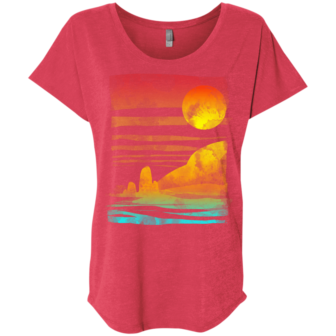 T-Shirts Vintage Red / X-Small Landscape Painted With Tea Triblend Dolman Sleeve