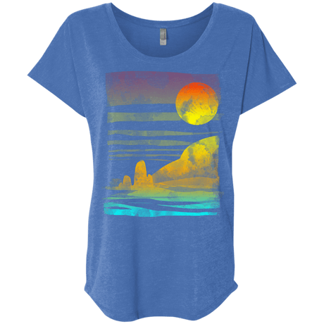 T-Shirts Vintage Royal / X-Small Landscape Painted With Tea Triblend Dolman Sleeve