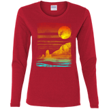 T-Shirts Red / S Landscape Painted With Tea Women's Long Sleeve T-Shirt