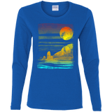 T-Shirts Royal / S Landscape Painted With Tea Women's Long Sleeve T-Shirt