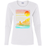 T-Shirts White / S Landscape Painted With Tea Women's Long Sleeve T-Shirt