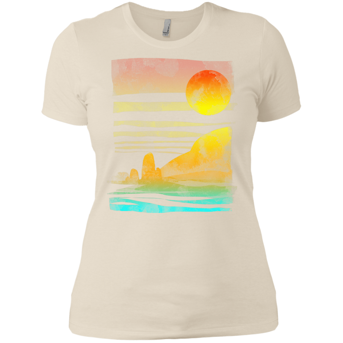 T-Shirts Ivory/ / X-Small Landscape Painted With Tea Women's Premium T-Shirt