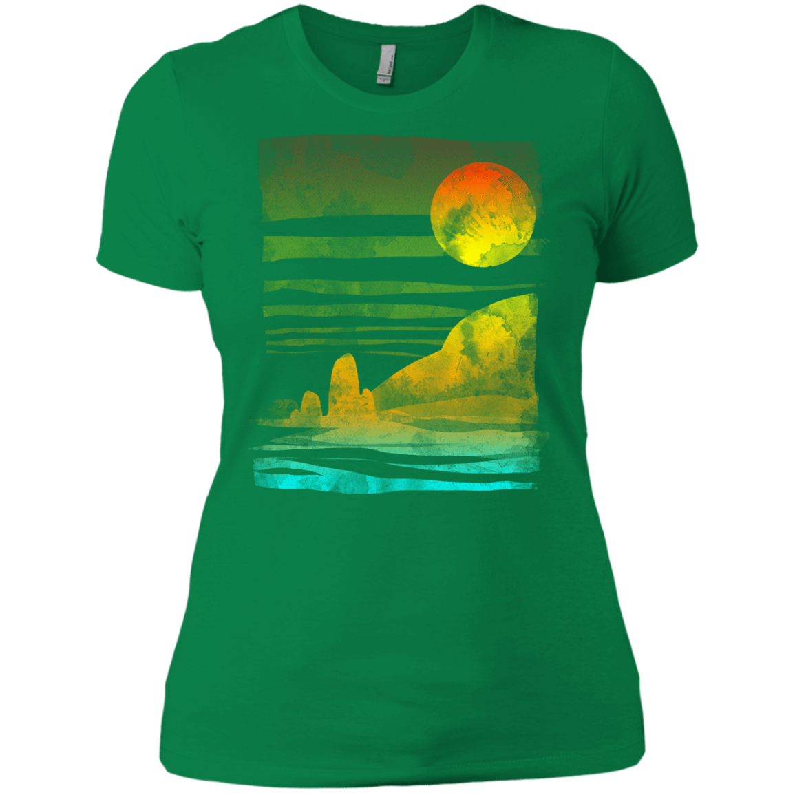 T-Shirts Kelly Green / X-Small Landscape Painted With Tea Women's Premium T-Shirt