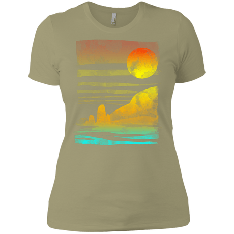 T-Shirts Light Olive / X-Small Landscape Painted With Tea Women's Premium T-Shirt