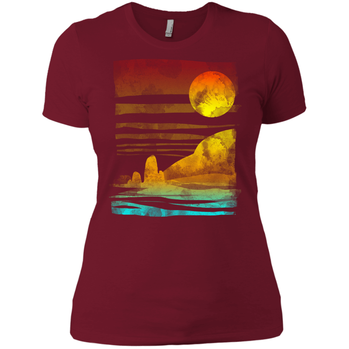 T-Shirts Scarlet / X-Small Landscape Painted With Tea Women's Premium T-Shirt