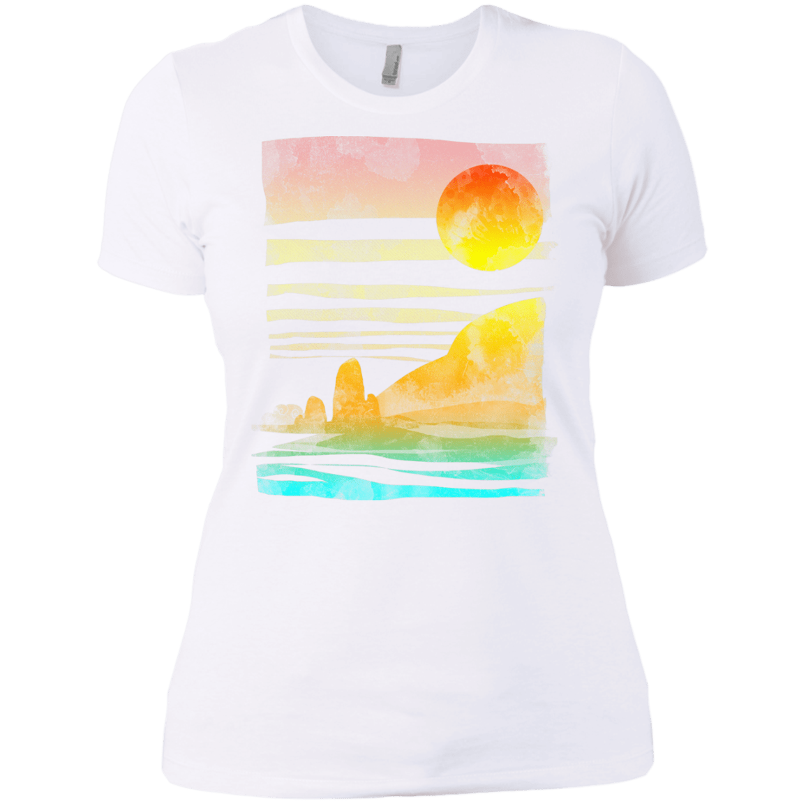 T-Shirts White / X-Small Landscape Painted With Tea Women's Premium T-Shirt