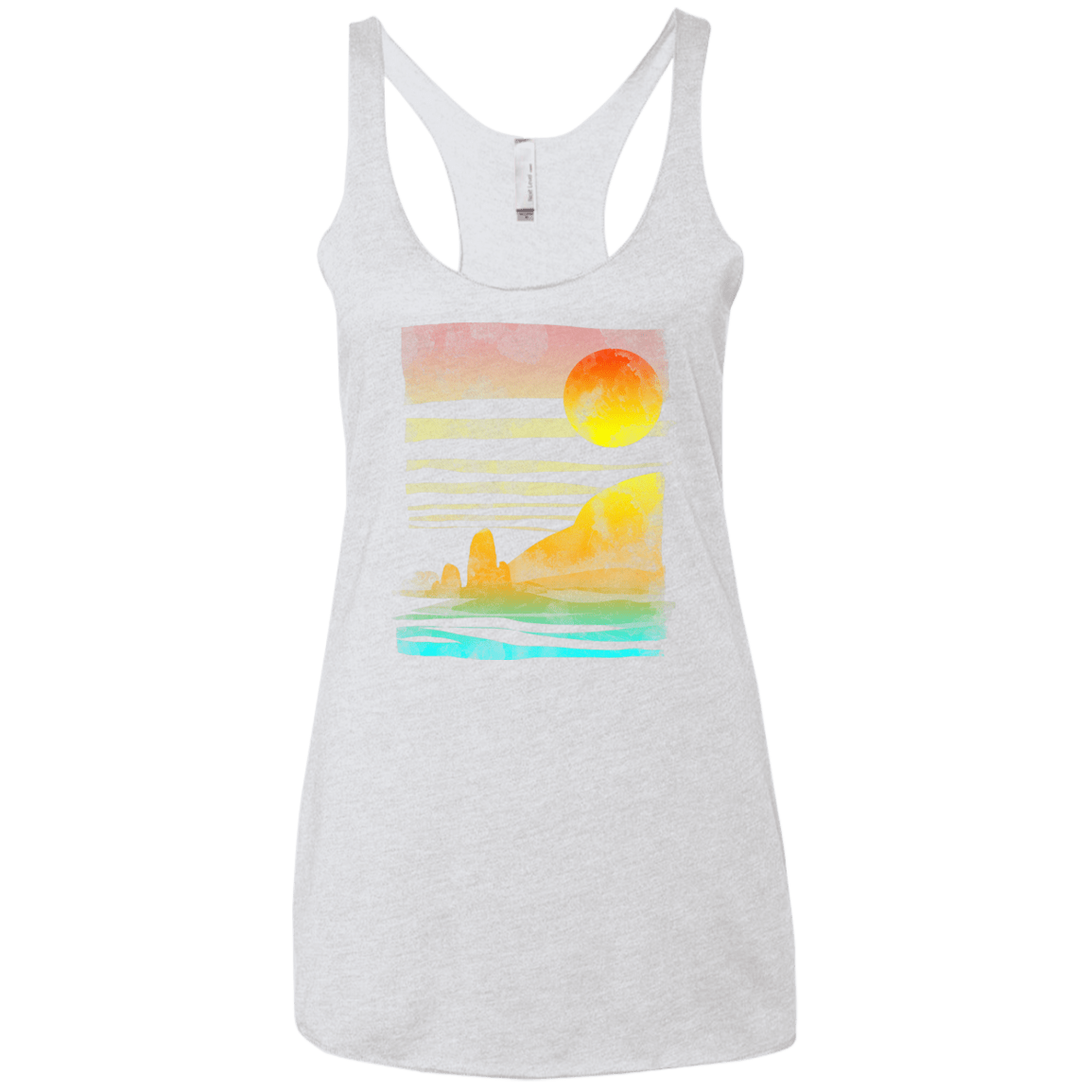 T-Shirts Heather White / X-Small Landscape Painted With Tea Women's Triblend Racerback Tank