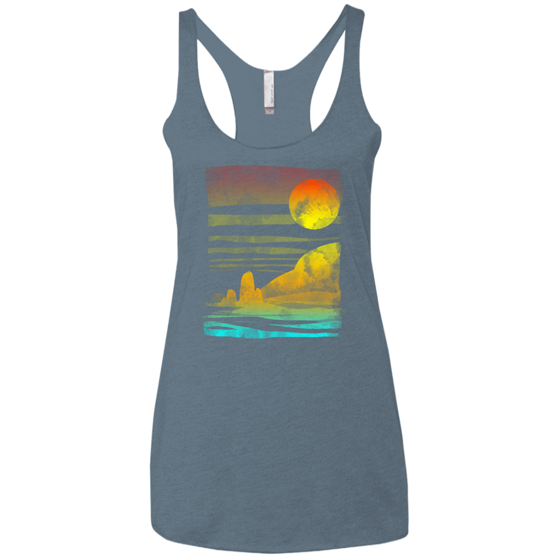 T-Shirts Indigo / X-Small Landscape Painted With Tea Women's Triblend Racerback Tank