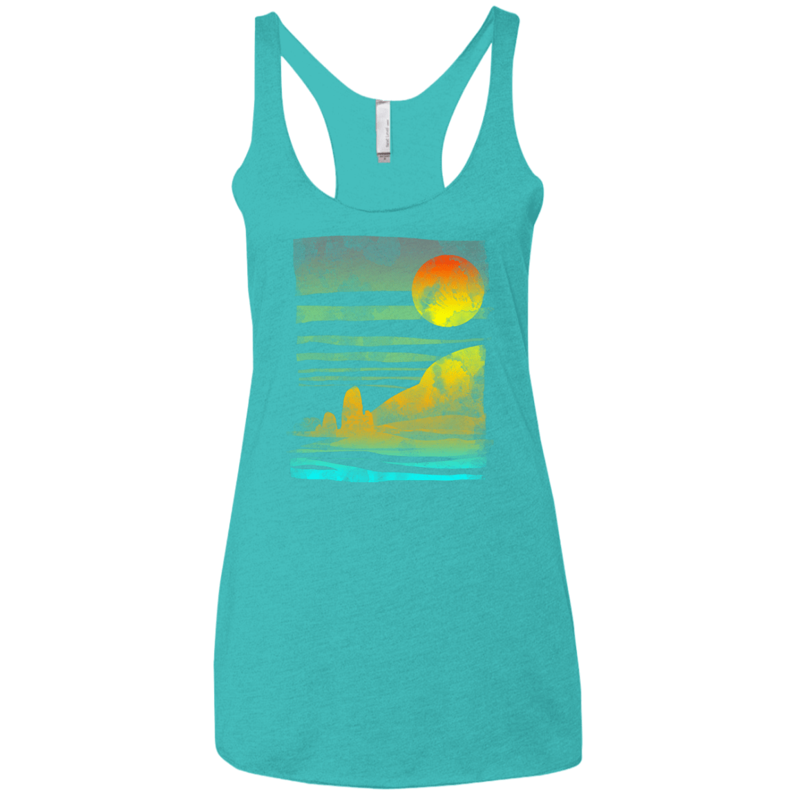 T-Shirts Tahiti Blue / X-Small Landscape Painted With Tea Women's Triblend Racerback Tank