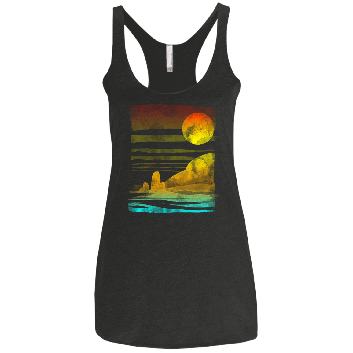 T-Shirts Vintage Black / X-Small Landscape Painted With Tea Women's Triblend Racerback Tank