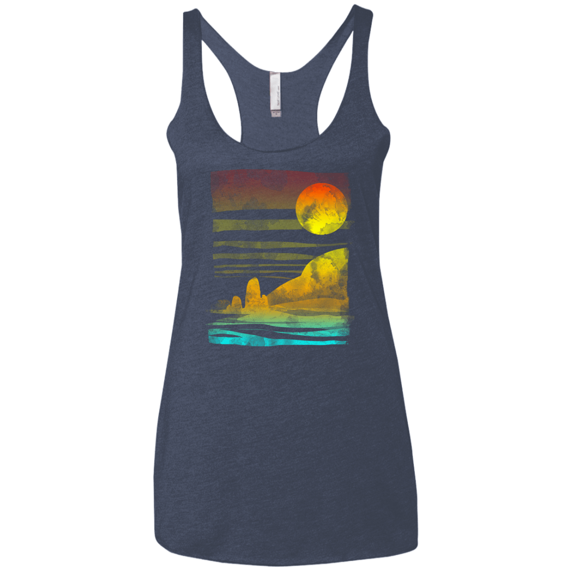 T-Shirts Vintage Navy / X-Small Landscape Painted With Tea Women's Triblend Racerback Tank