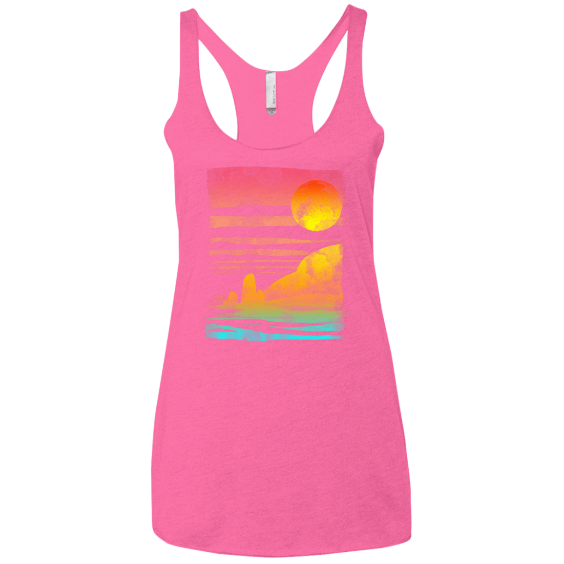 T-Shirts Vintage Pink / X-Small Landscape Painted With Tea Women's Triblend Racerback Tank