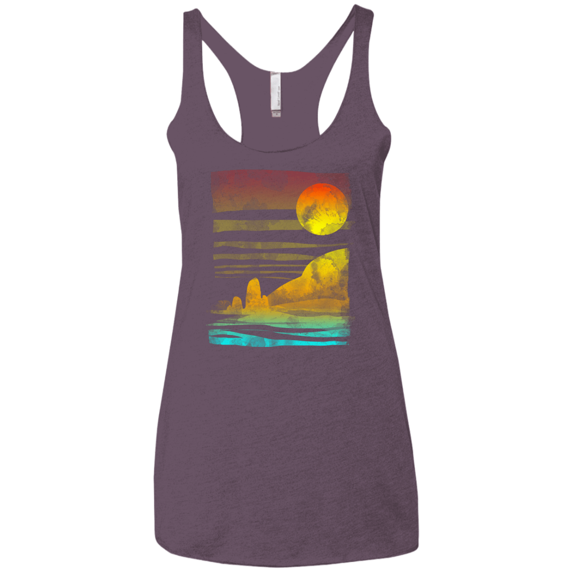 T-Shirts Vintage Purple / X-Small Landscape Painted With Tea Women's Triblend Racerback Tank