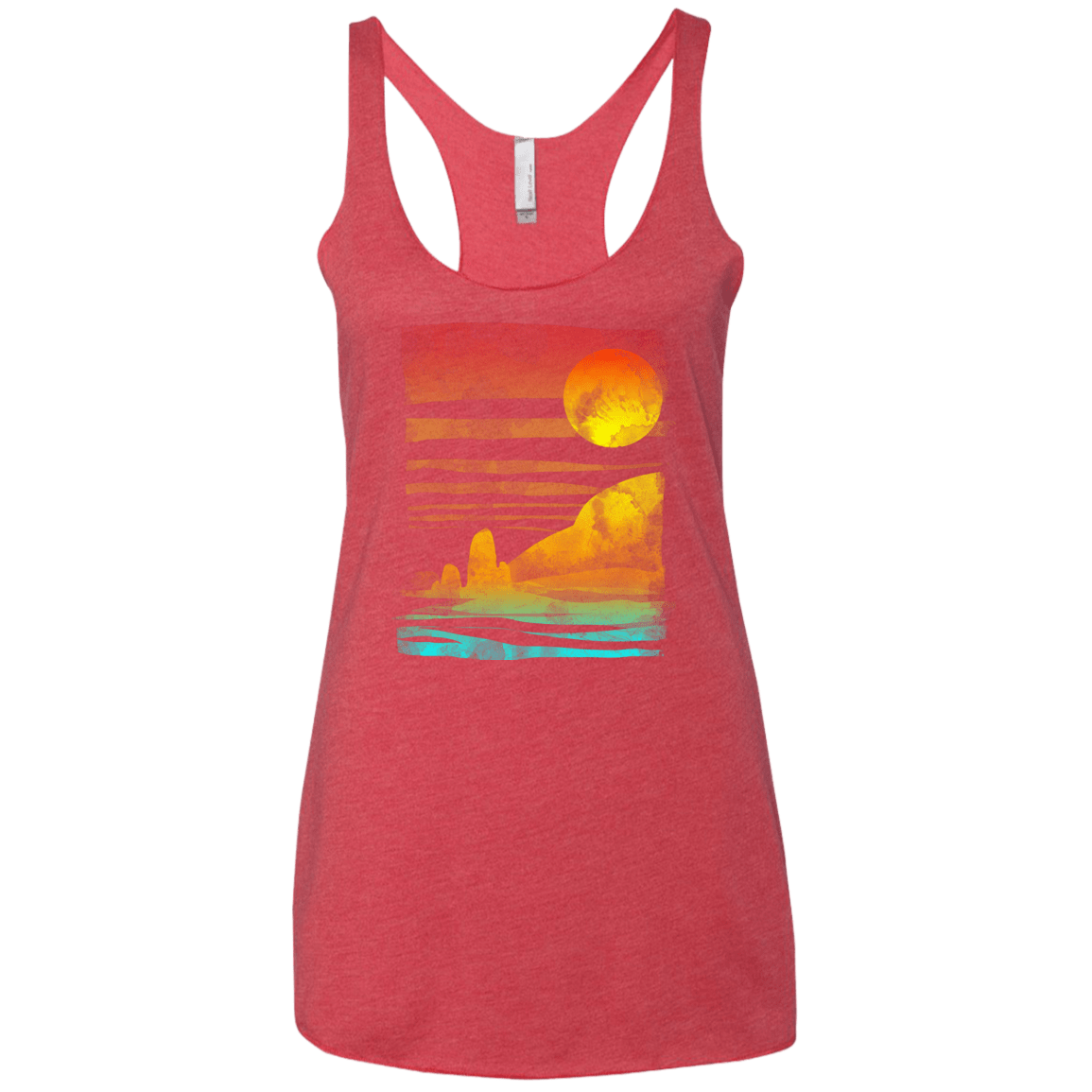 T-Shirts Vintage Red / X-Small Landscape Painted With Tea Women's Triblend Racerback Tank