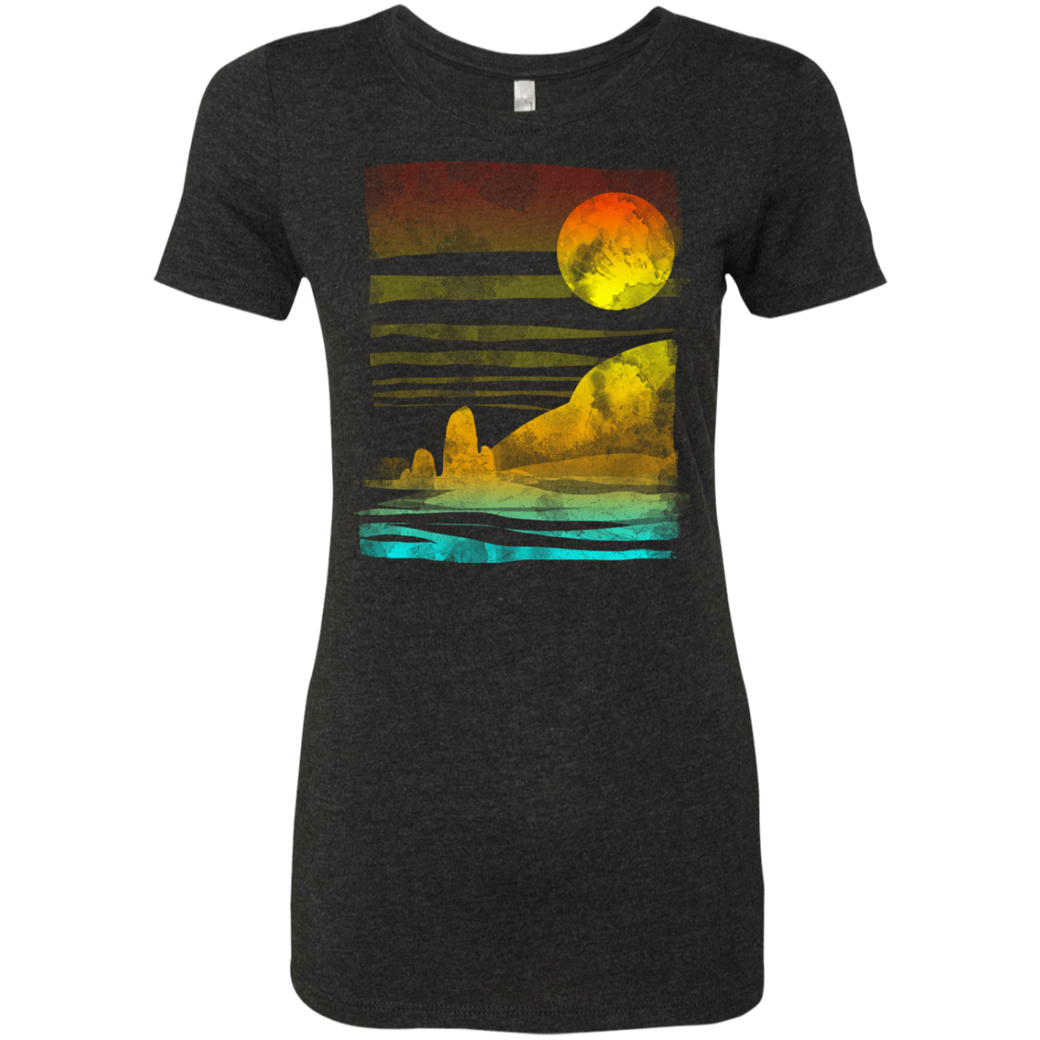 T-Shirts Vintage Black / S Landscape Painted With Tea Women's Triblend T-Shirt