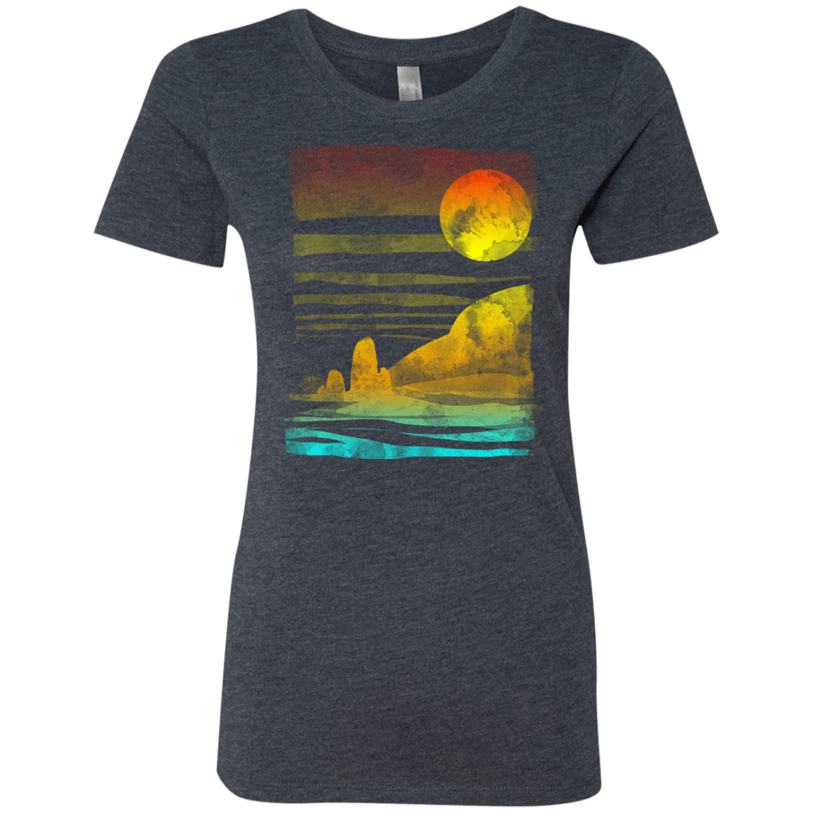 T-Shirts Vintage Navy / S Landscape Painted With Tea Women's Triblend T-Shirt