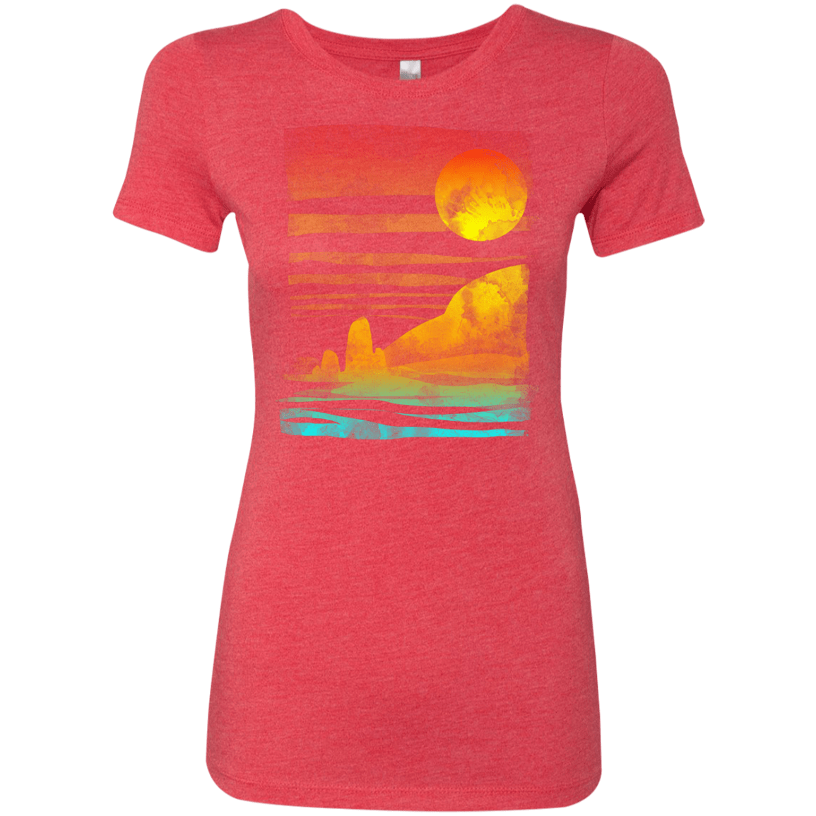 T-Shirts Vintage Red / S Landscape Painted With Tea Women's Triblend T-Shirt