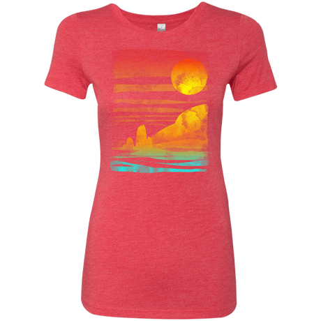 T-Shirts Vintage Red / S Landscape Painted With Tea Women's Triblend T-Shirt