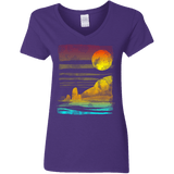 T-Shirts Purple / S Landscape Painted With Tea Women's V-Neck T-Shirt
