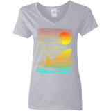 T-Shirts Sport Grey / S Landscape Painted With Tea Women's V-Neck T-Shirt