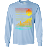 T-Shirts Light Blue / YS Landscape Painted With Tea Youth Long Sleeve T-Shirt