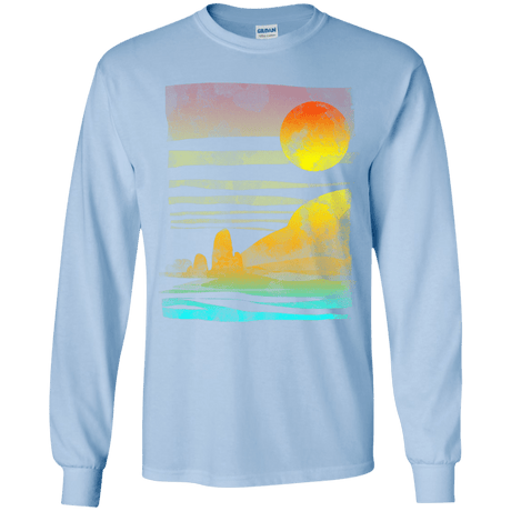 T-Shirts Light Blue / YS Landscape Painted With Tea Youth Long Sleeve T-Shirt