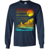 T-Shirts Navy / YS Landscape Painted With Tea Youth Long Sleeve T-Shirt