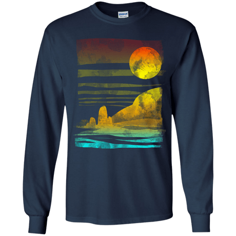 T-Shirts Navy / YS Landscape Painted With Tea Youth Long Sleeve T-Shirt