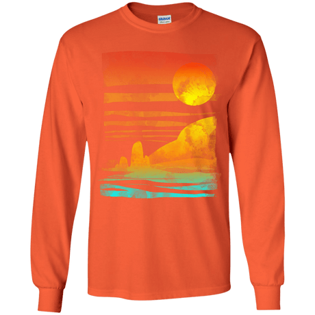 T-Shirts Orange / YS Landscape Painted With Tea Youth Long Sleeve T-Shirt