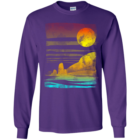 T-Shirts Purple / YS Landscape Painted With Tea Youth Long Sleeve T-Shirt