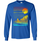 T-Shirts Royal / YS Landscape Painted With Tea Youth Long Sleeve T-Shirt