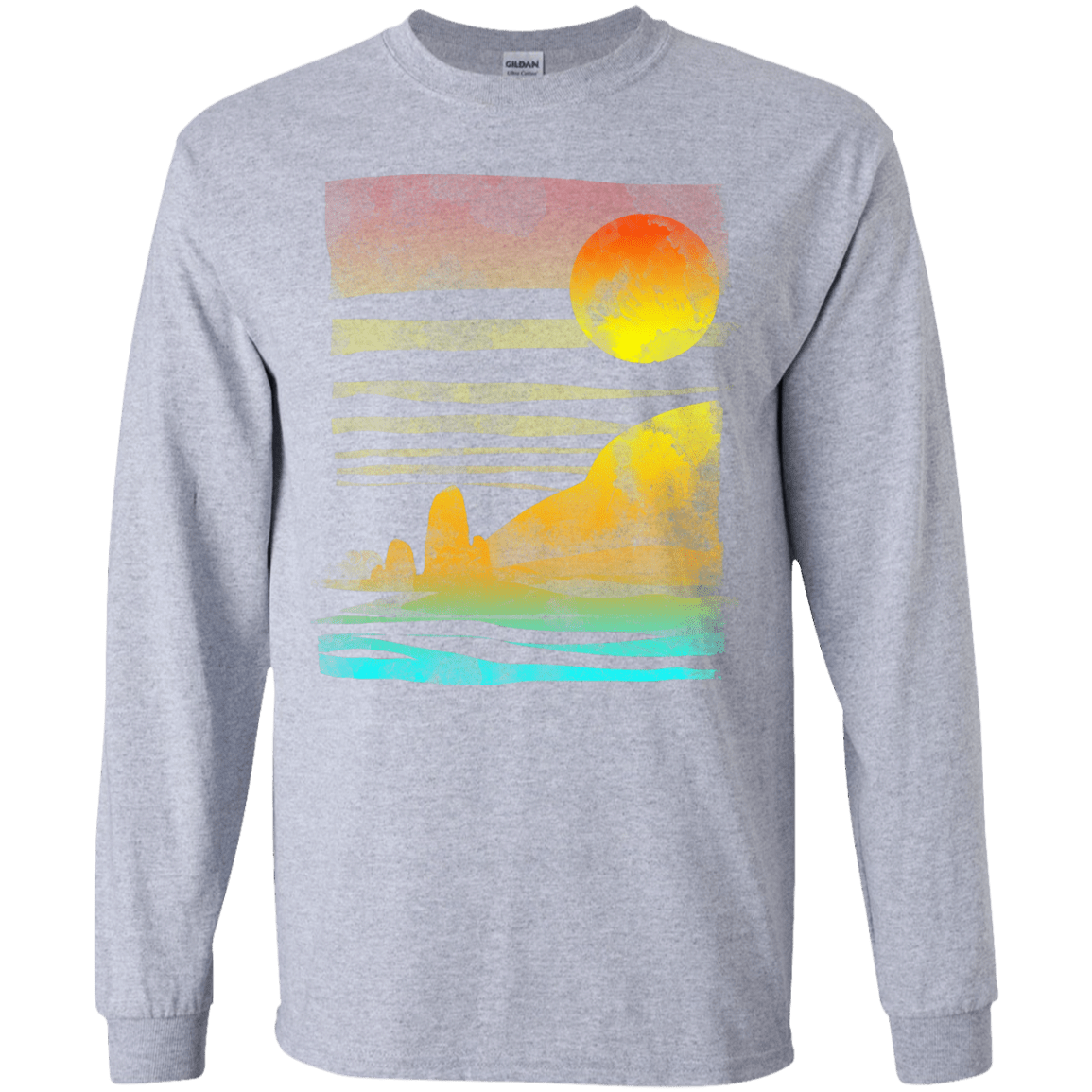 T-Shirts Sport Grey / YS Landscape Painted With Tea Youth Long Sleeve T-Shirt