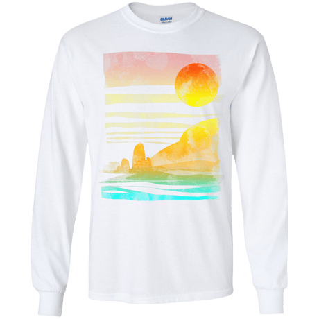T-Shirts White / YS Landscape Painted With Tea Youth Long Sleeve T-Shirt