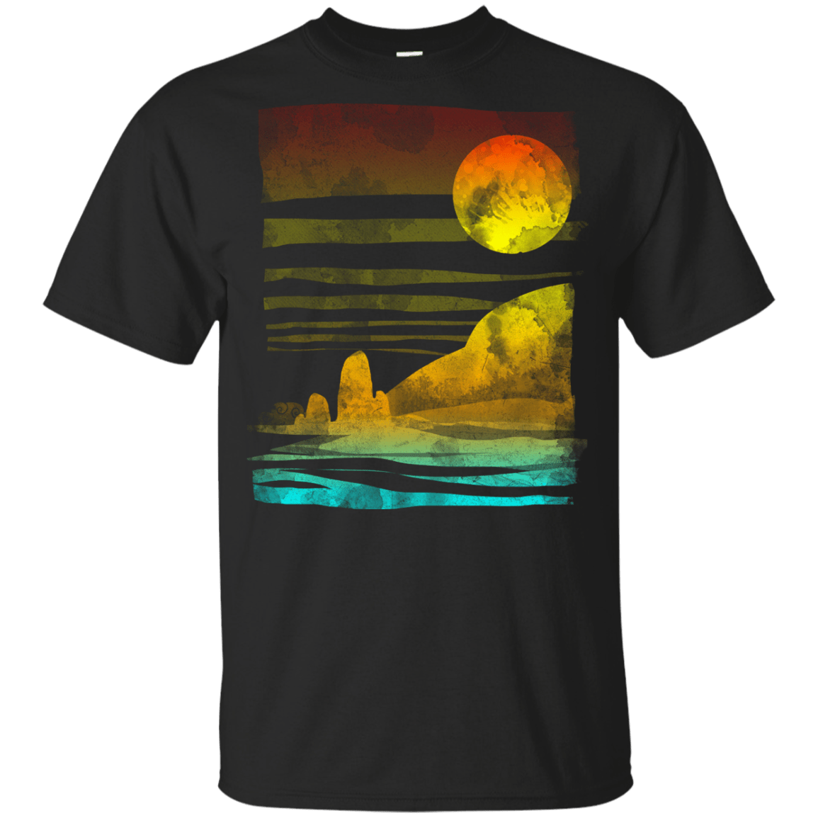 T-Shirts Black / YXS Landscape Painted With Tea Youth T-Shirt