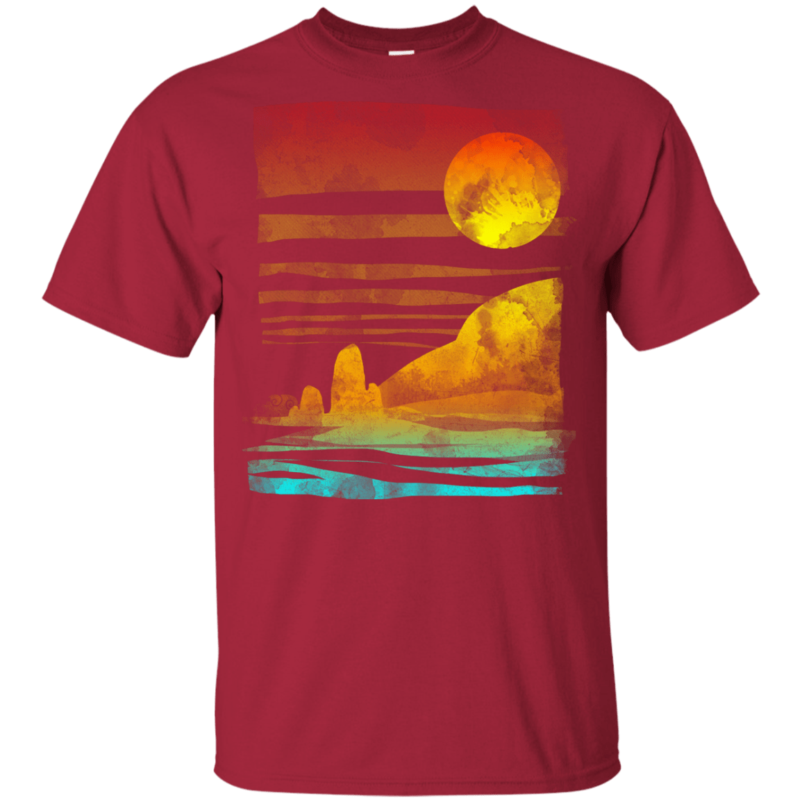 T-Shirts Cardinal / YXS Landscape Painted With Tea Youth T-Shirt