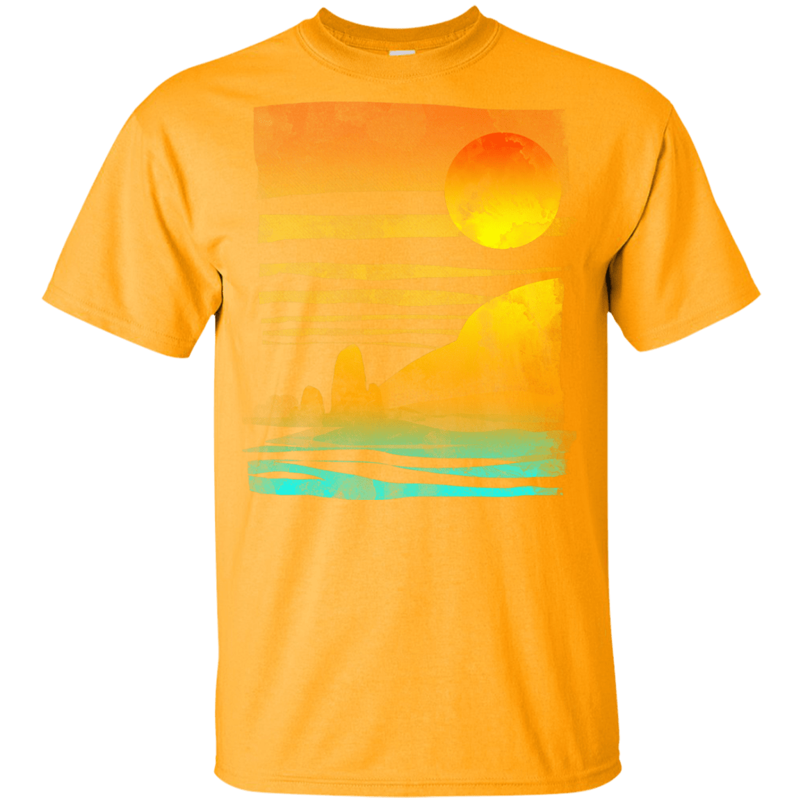 T-Shirts Gold / YXS Landscape Painted With Tea Youth T-Shirt