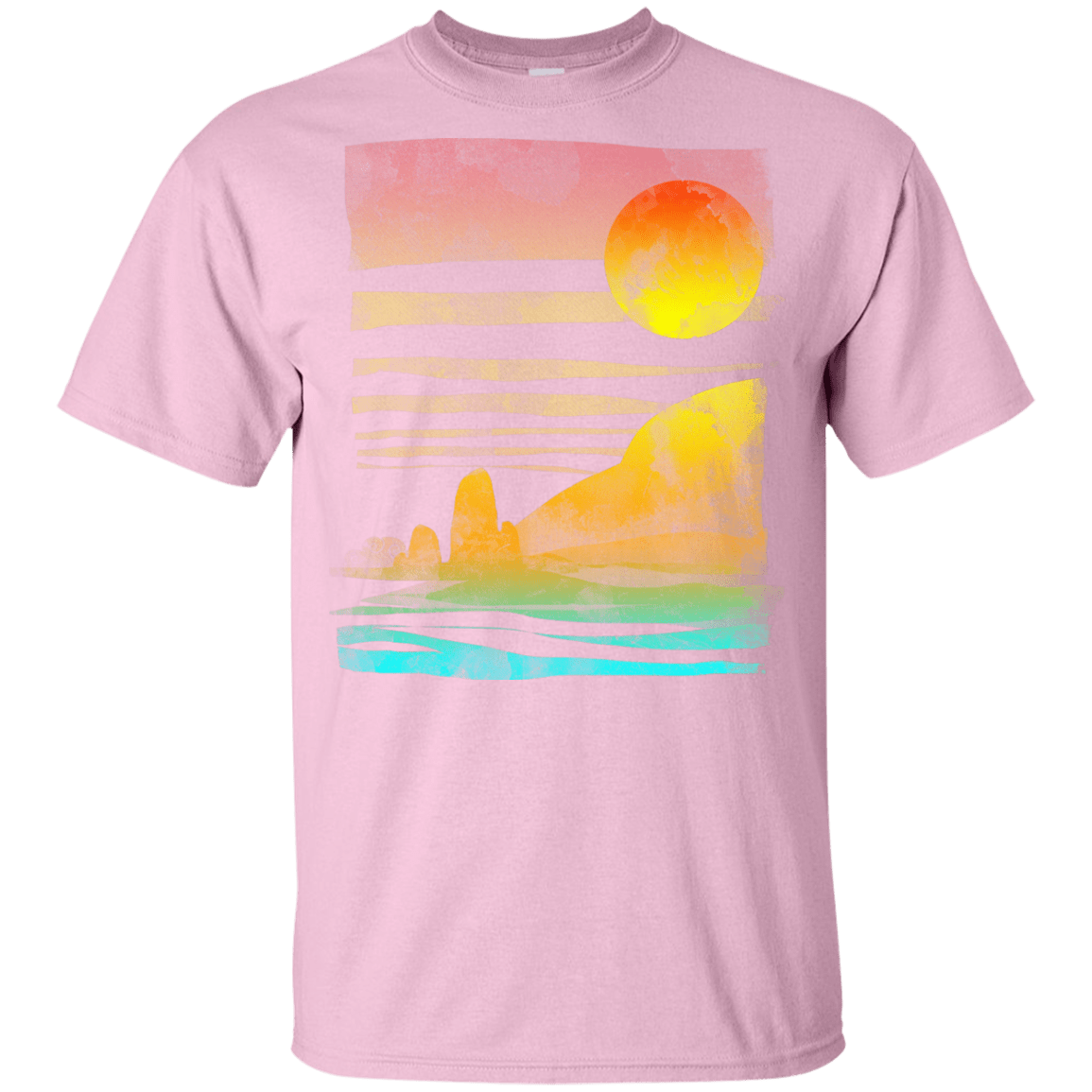 T-Shirts Light Pink / YXS Landscape Painted With Tea Youth T-Shirt