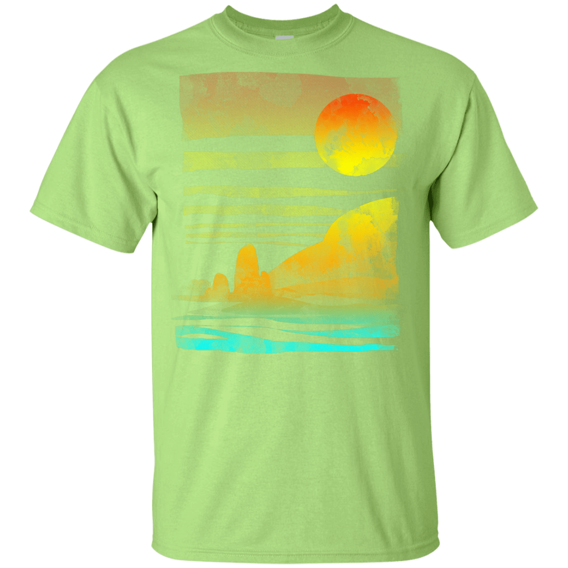 T-Shirts Mint Green / YXS Landscape Painted With Tea Youth T-Shirt