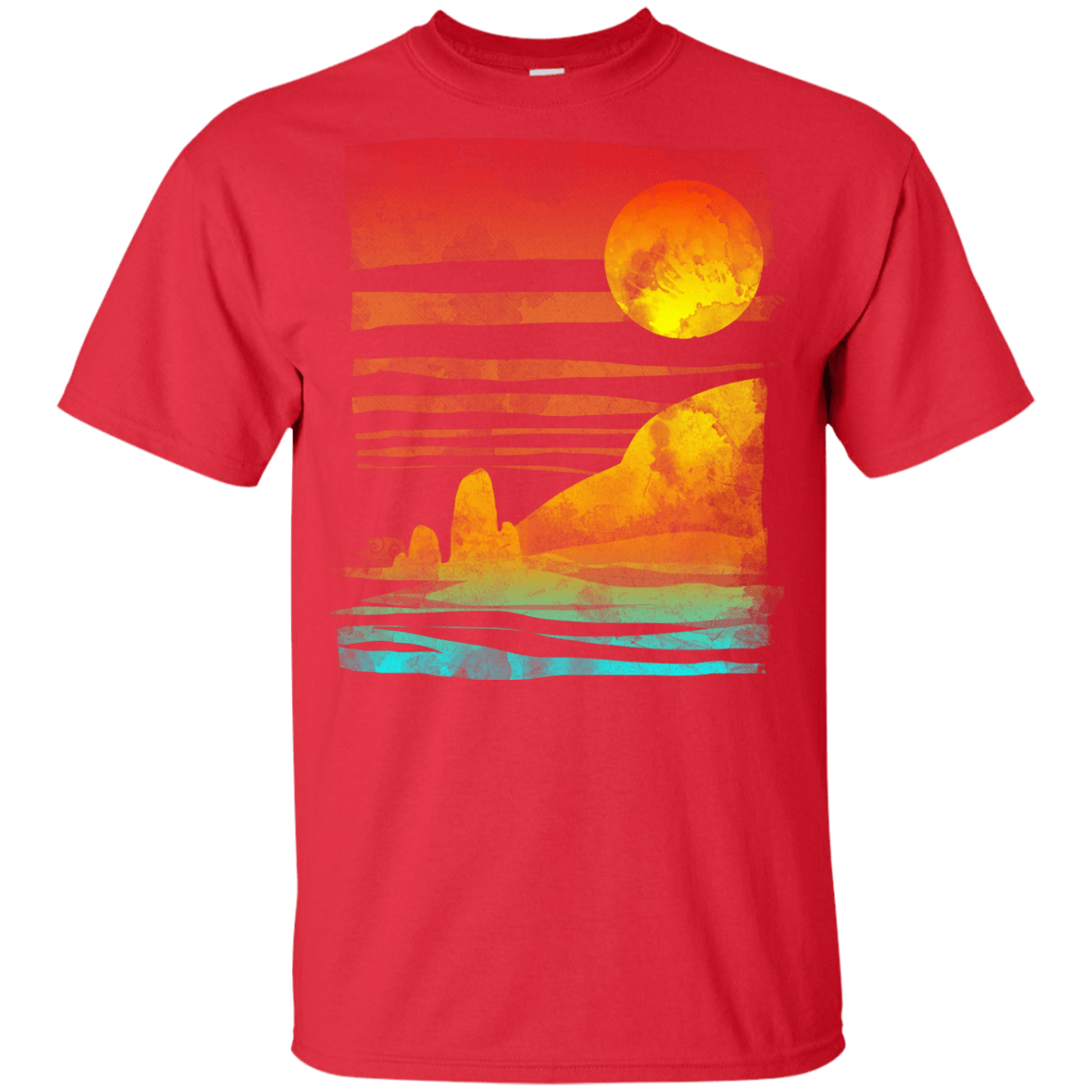 T-Shirts Red / YXS Landscape Painted With Tea Youth T-Shirt