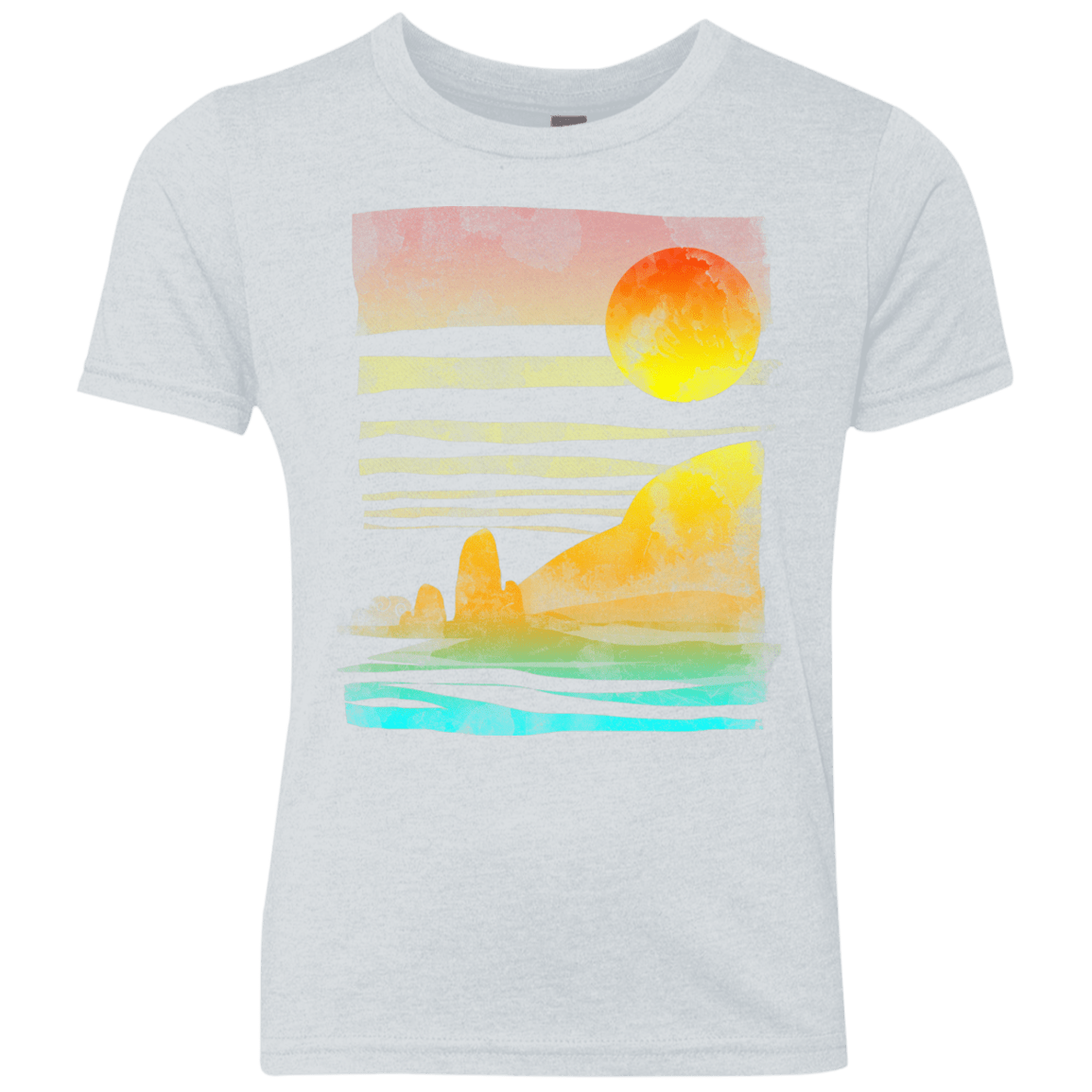 T-Shirts Heather White / YXS Landscape Painted With Tea Youth Triblend T-Shirt