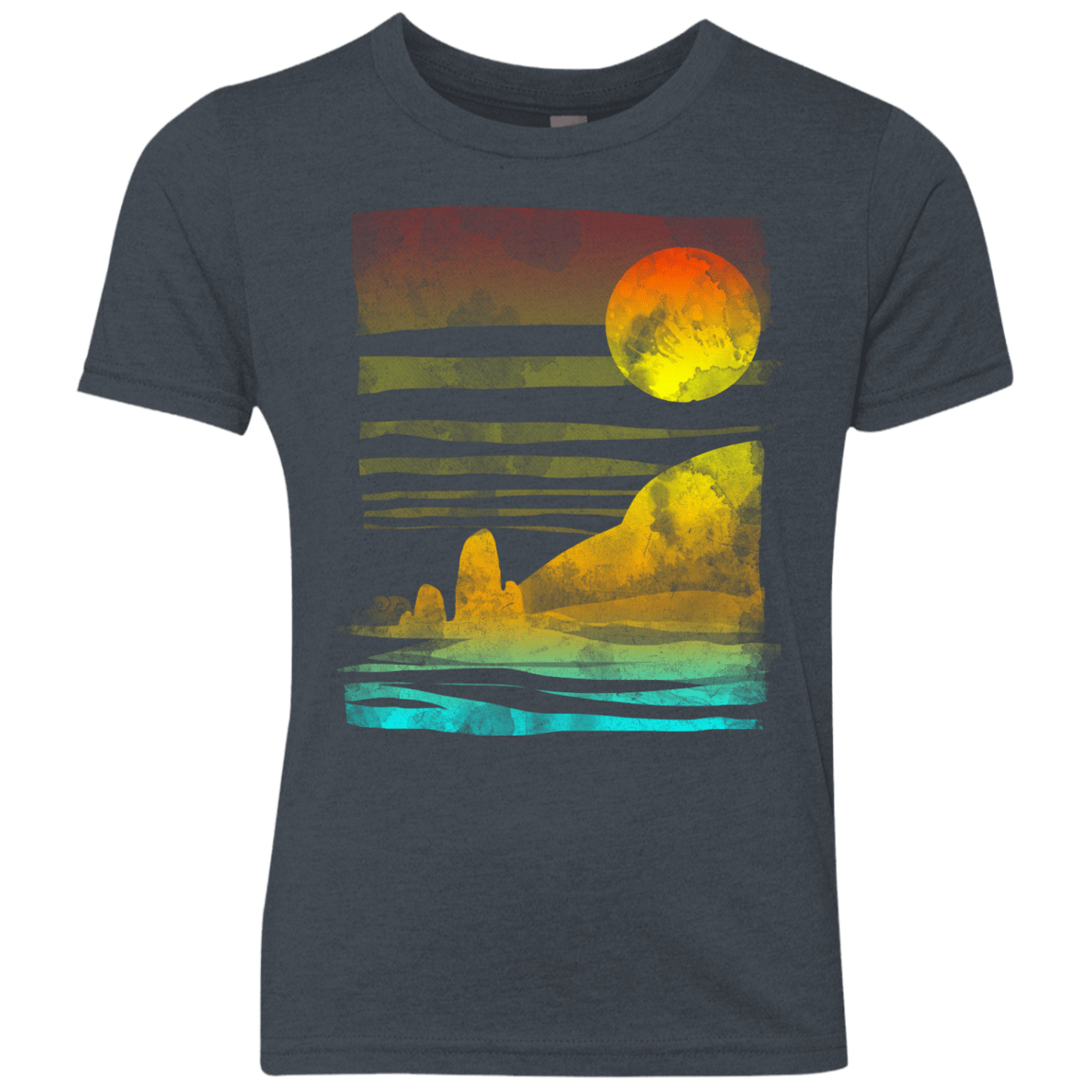 T-Shirts Vintage Navy / YXS Landscape Painted With Tea Youth Triblend T-Shirt