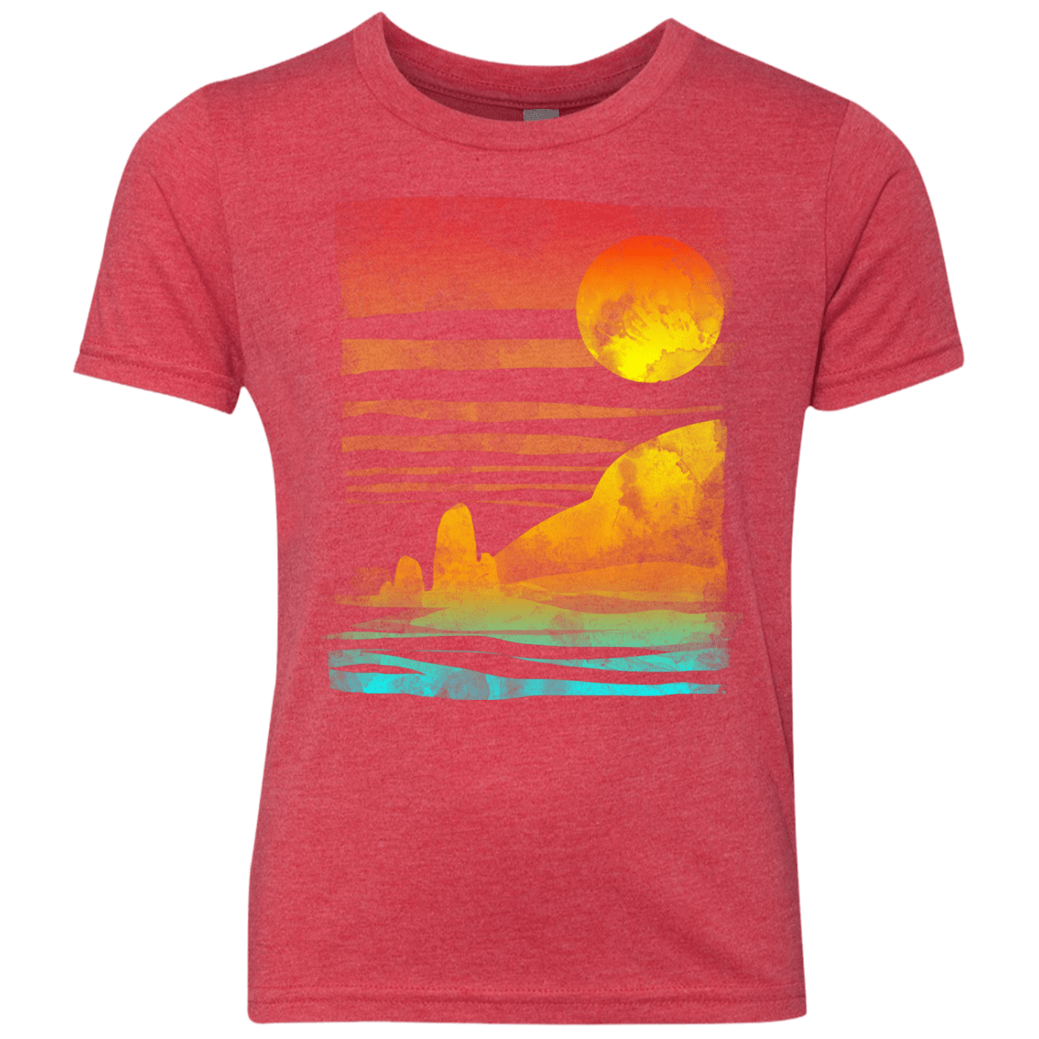 T-Shirts Vintage Red / YXS Landscape Painted With Tea Youth Triblend T-Shirt